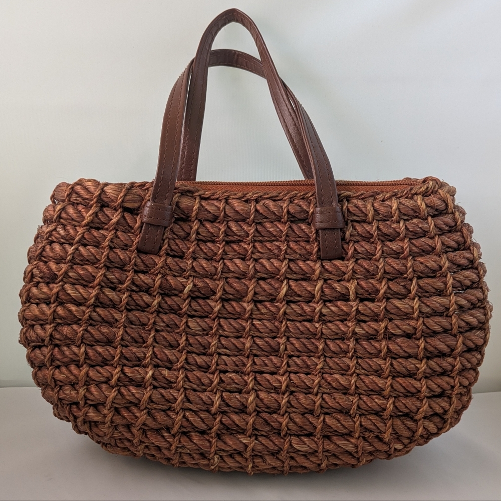 Dark Brown Raffia Purse Handbag Made in the Philippines